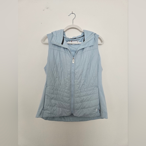 Smartwool Sky Blue Hooded zip front vest with pockets | size large - Picture 1 of 6